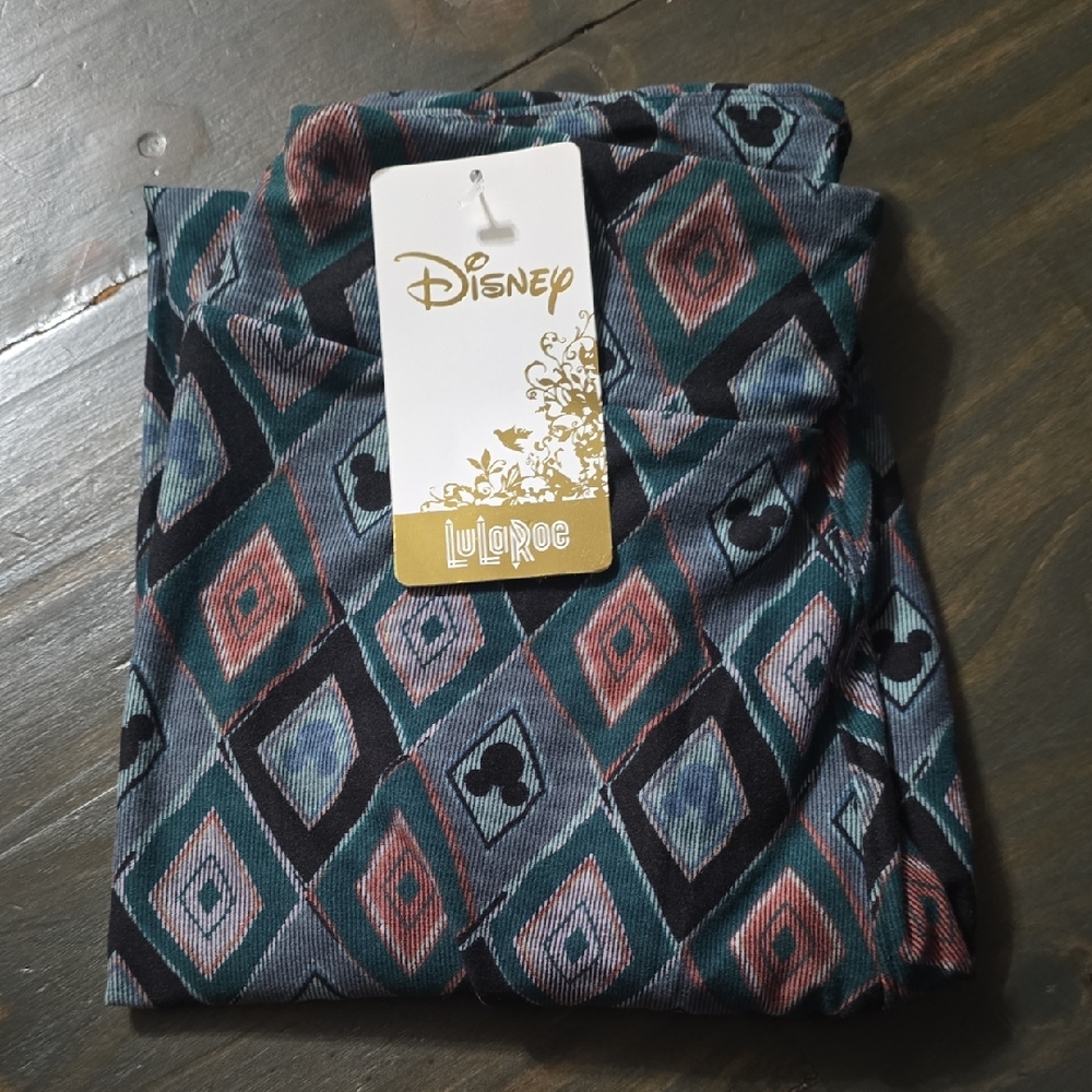 LuLaRoe Blue and Pink Diamond Pattern Leggings